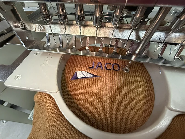 An item in an embroidery machine.